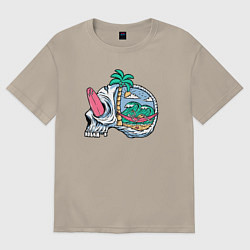 Футболка оверсайз мужская Dead summer skull, цвет: миндальный