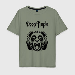 Футболка оверсайз мужская Deep Purple - rock panda, цвет: авокадо