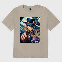 Футболка оверсайз мужская Jojo and his new stand ai art fantasy, цвет: миндальный