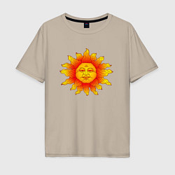 Мужская футболка оверсайз Огненное солнце