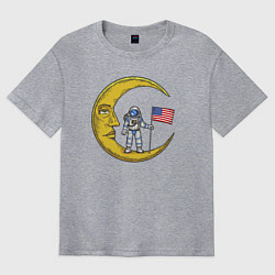 Футболка оверсайз мужская USA on the moon, цвет: меланж