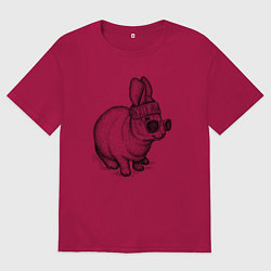 Футболка оверсайз мужская Стильный зайчишка, цвет: маджента