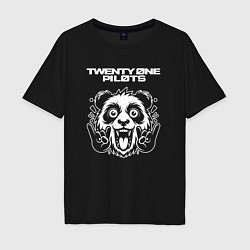 Футболка оверсайз мужская Twenty One Pilots rock panda, цвет: черный