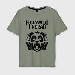 Футболка оверсайз мужская Hollywood Undead - rock panda, цвет: авокадо