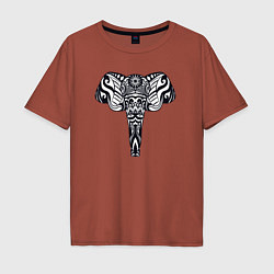 Футболка оверсайз мужская Ethnic elephant, цвет: кирпичный