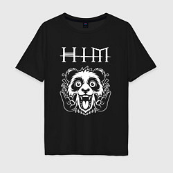 Футболка оверсайз мужская HIM rock panda, цвет: черный