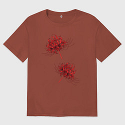 Футболка оверсайз мужская Токийский гуль Паучья лилия, цвет: кирпичный