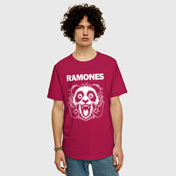 Футболка оверсайз мужская Ramones rock panda, цвет: маджента — фото 2