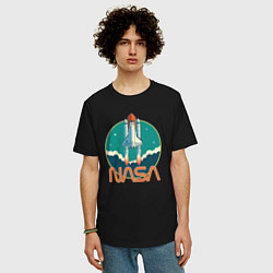 Футболка оверсайз мужская NASA spaceship, цвет: черный — фото 2