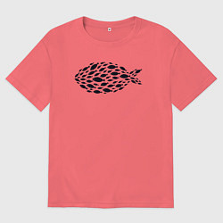 Футболка оверсайз мужская Рыбная рыба, цвет: коралловый