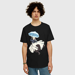 Футболка оверсайз мужская Вайолет Эвергарден автозапоминающая кукла, цвет: черный — фото 2