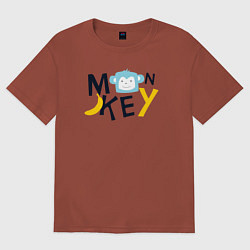 Футболка оверсайз мужская Banana monkey, цвет: кирпичный