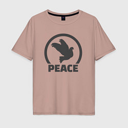 Футболка оверсайз мужская Peace bird, цвет: пыльно-розовый