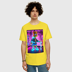 Футболка оверсайз мужская Neon Bart - with skateboard ai art fantasy, цвет: желтый — фото 2