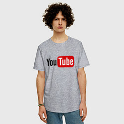 Футболка оверсайз мужская You tube logo, цвет: меланж — фото 2