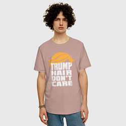 Футболка оверсайз мужская Trump hair dont care, цвет: пыльно-розовый — фото 2
