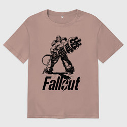 Футболка оверсайз мужская Фоллаут - силовая броня, цвет: пыльно-розовый