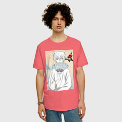 Футболка оверсайз мужская Очень приятно Бог Томоэ, цвет: коралловый — фото 2