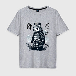 Футболка оверсайз мужская Panda samurai - bushido ai art fantasy, цвет: меланж