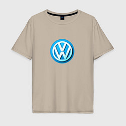 Футболка оверсайз мужская Volkswagen logo blue, цвет: миндальный