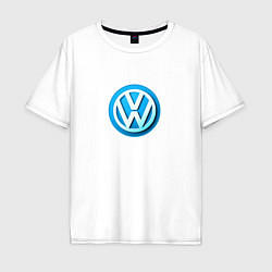 Футболка оверсайз мужская Volkswagen logo blue, цвет: белый