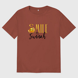 Футболка оверсайз мужская Smile its sunnah, цвет: кирпичный