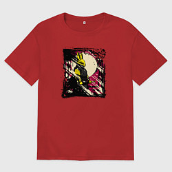 Футболка оверсайз мужская Пушистый защитник, цвет: красный