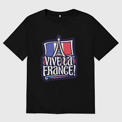 Футболка оверсайз мужская Viva la France, цвет: черный