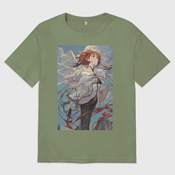 Футболка оверсайз мужская Реинкарнация безработного Эрис Бореас Грейрат мечн, цвет: авокадо