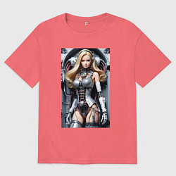 Футболка оверсайз мужская Cyber sexy Barbie - ai art fantasy, цвет: коралловый