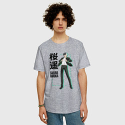 Футболка оверсайз мужская Ветролом - Харука Сакура, цвет: меланж — фото 2