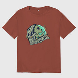 Футболка оверсайз мужская Череп астронавта, цвет: кирпичный