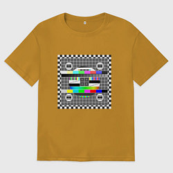 Футболка оверсайз мужская Настроечная тв таблица, цвет: горчичный