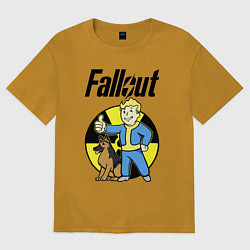Футболка оверсайз мужская Vault boy and dog, цвет: горчичный