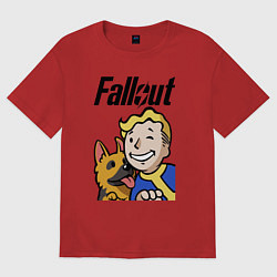Футболка оверсайз мужская Vault boy and shepherd, цвет: красный