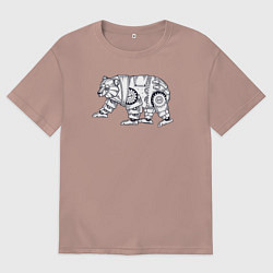 Футболка оверсайз мужская Робот медведь, цвет: пыльно-розовый