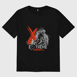 Футболка оверсайз мужская Велоспорт экстрим, цвет: черный