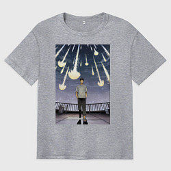 Футболка оверсайз мужская Кайдзю номер восемь Кафка Хибино звездопад, цвет: меланж