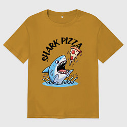 Футболка оверсайз мужская Shark pizza - ai art fantasy, цвет: горчичный
