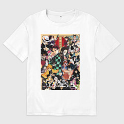 Футболка оверсайз мужская Клинок, рассекающий демонов Тандзиро Камадо Мудзан, цвет: белый