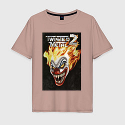 Футболка оверсайз мужская Twisted metal 2 - clown head, цвет: пыльно-розовый