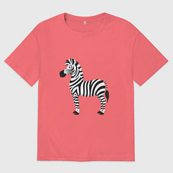 Футболка оверсайз мужская Хорошая веселая зебра, цвет: коралловый