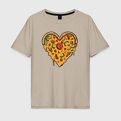 Футболка оверсайз мужская Pizza heart, цвет: миндальный