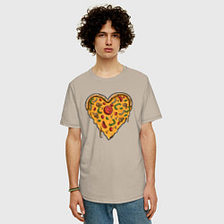 Футболка оверсайз мужская Pizza heart, цвет: миндальный — фото 2