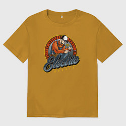 Футболка оверсайз мужская Electro addicted trust me, цвет: горчичный