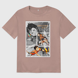 Футболка оверсайз мужская Нишиноя: Волейбол - Haikyuu, цвет: пыльно-розовый