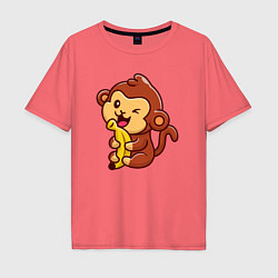 Футболка оверсайз мужская Monkey banana, цвет: коралловый