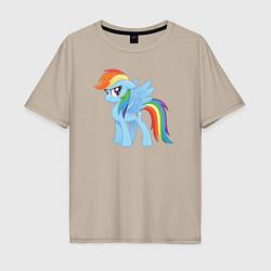 Футболка оверсайз мужская Рейнбоу Дэш из My Little Pony в кино, цвет: миндальный