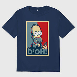 Футболка оверсайз мужская Homer with donut, цвет: тёмно-синий