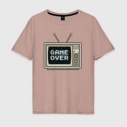 Футболка оверсайз мужская Game over tv, цвет: пыльно-розовый
